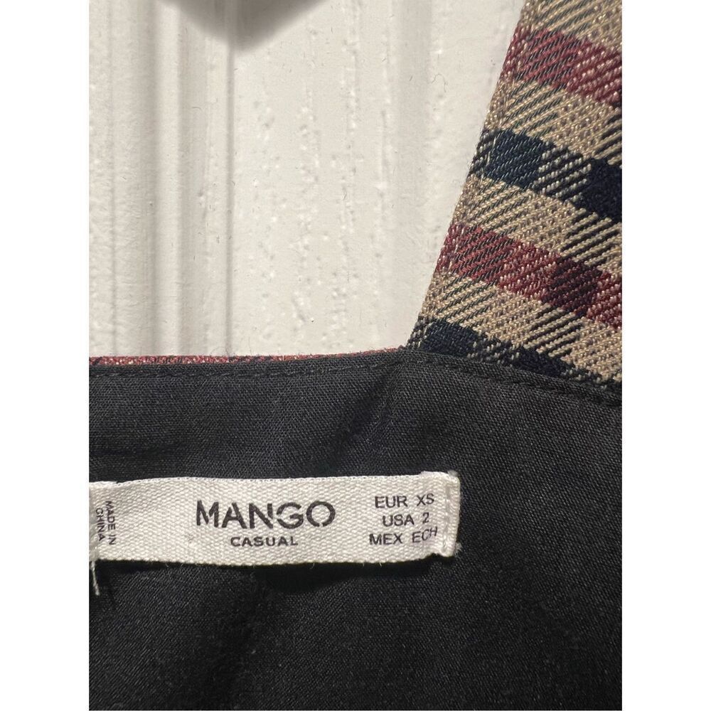 Mango Brown checkered button pinafore Mini dress size XS - Picture 6 of 6